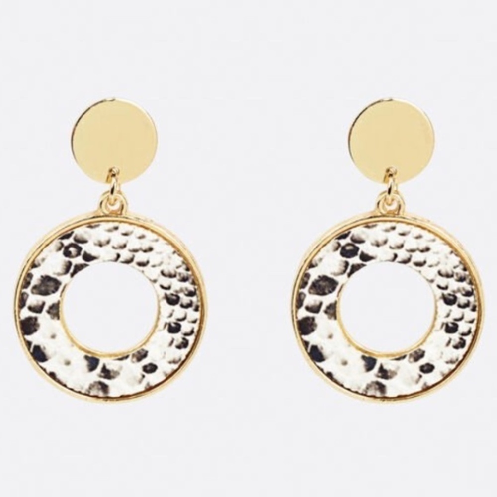 New Snakeskin Print Hoop Earrings